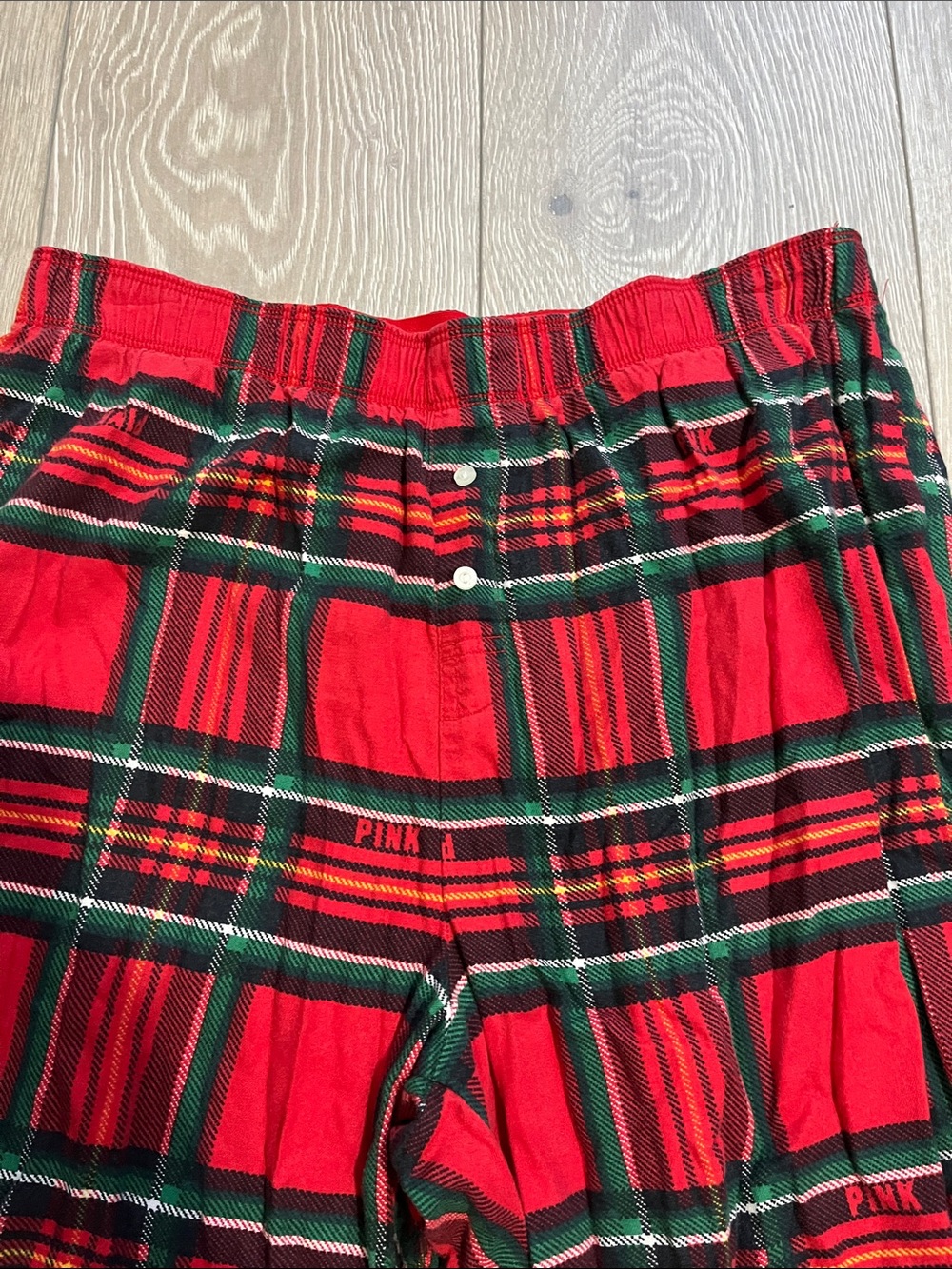 PINK Victoria's Secret Red Green Plaid Pajama Bottoms - Picture 2 of 6